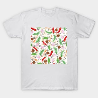 Herbs and Spices in Gouache Pattern T-Shirt